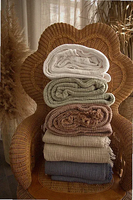 100% Organic Cotton Muslin Throw Blanket, 4 Layers Gauze Bedspread, Sage Green