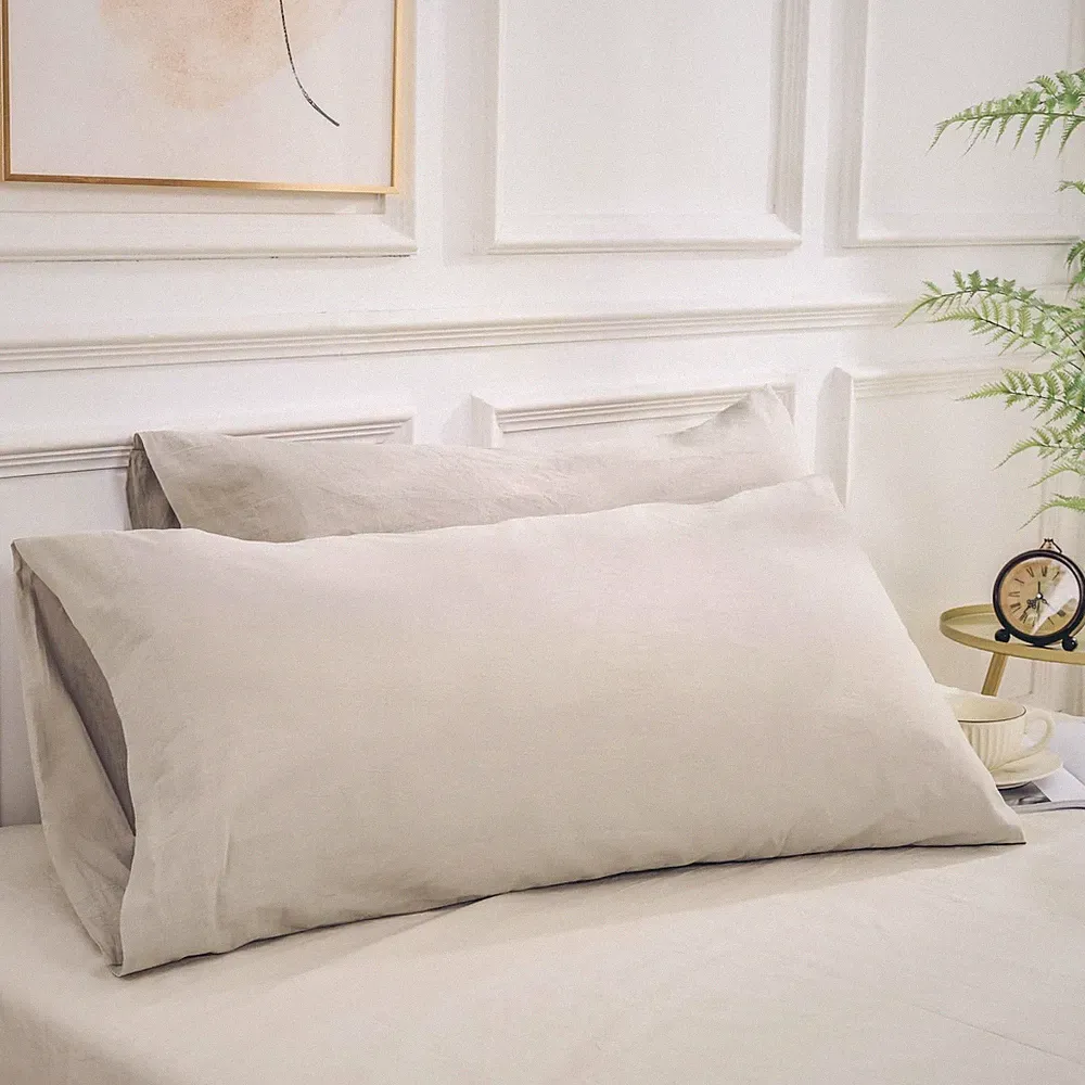 100% Organic Cotton Queen Pillowcases Set of 2, Envelope Closure Linen Feel T...