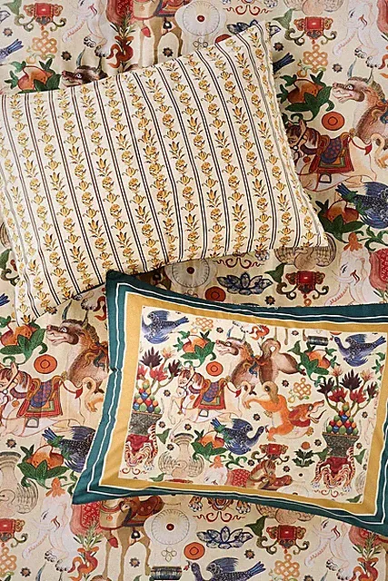 Anthropologie MINDTHEGAP Organic Cotton Percale Printed King Shams, Set of 2