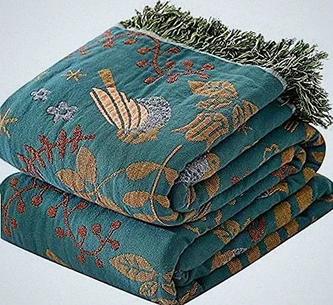 Boho Throw Blanket for Couch 100% Cotton Organic Ultra Soft Breathable Rustic...