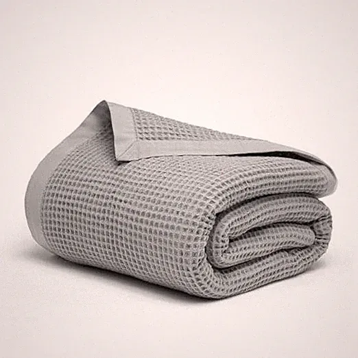 GOTS Certified 100% Organic Cotton Throw Blanket, Organic Cotton - Queen Grey