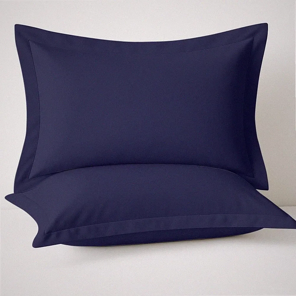 King Pillow Shams 2 Pack 600 Thread Count Organic Cotton Navy Blue