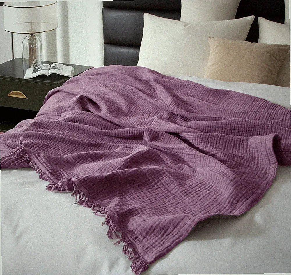 KyraHome 100% Organic 50"x60" Cotton Throw Blanket for Adult, Picnic, Plant D...