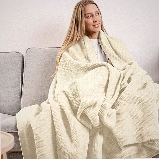 Luxury Organic Cotton Blankets Queen Size | 100% Cotton Queen Size Blanket GO...