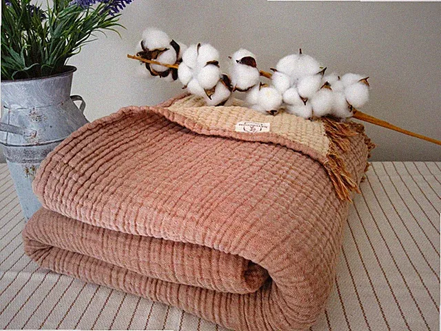 Muslin Throw Blanket, Organic Cotton Muslin Bedspread, Baby Muslin Blanket Quilt