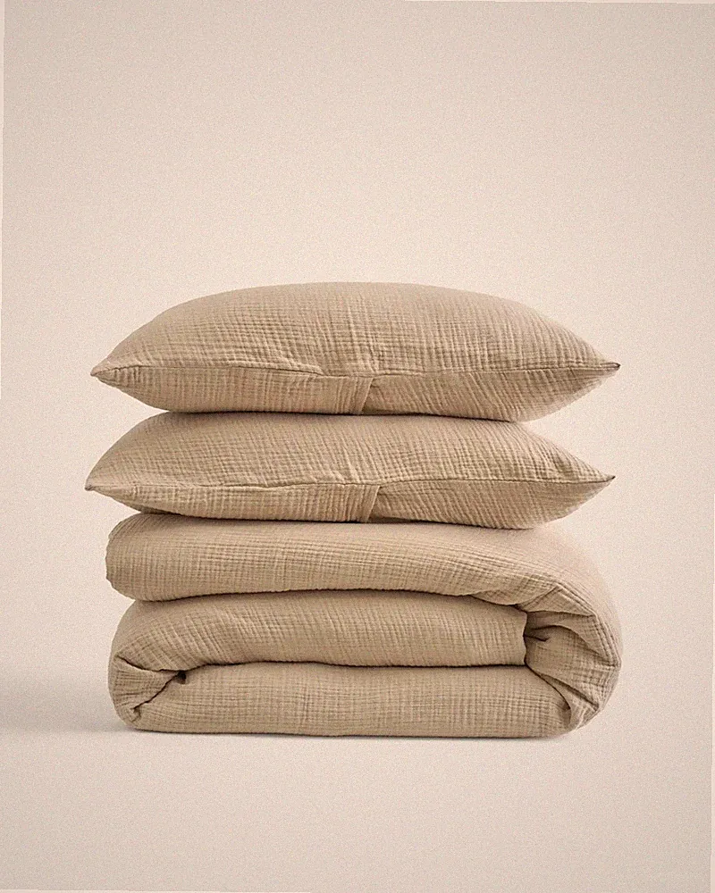 NEW Quince Organic Cotton Airy Gauze Duvet Cover Set. Full/queen- Dune
