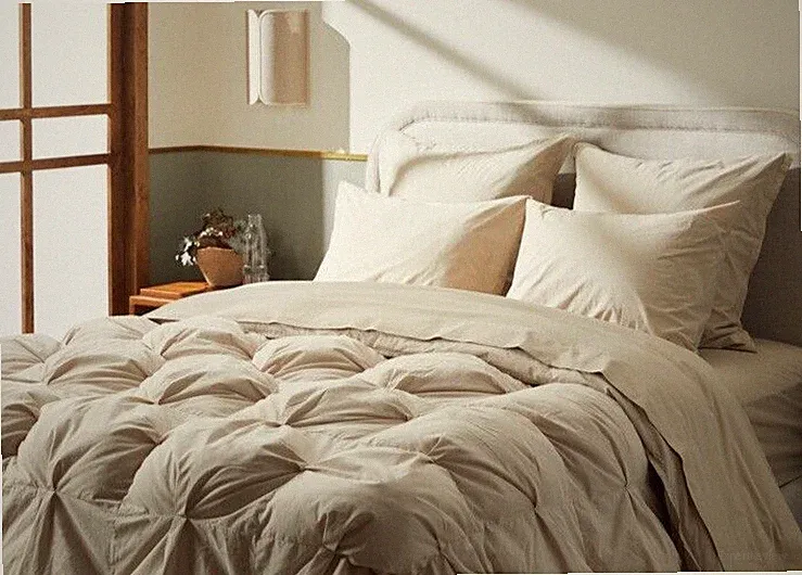 NWOT $289 PARACHUTE Organic Cotton Puff Comforter QUEEN Bone(Tan)