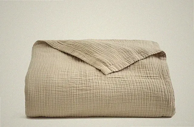 NWT QUINCE ORGANIC AIRY GAUZE BLANKET KING / CAL KING DUNE 100% COTTON