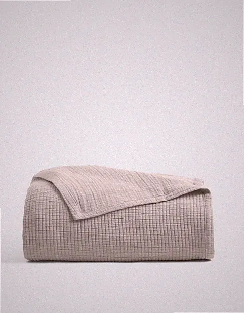 NWT QUINCE ORGANIC RIBBED COTTON COVERLET ONLY SAND FULL QUEEN BLANKET $100