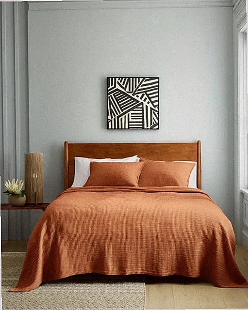 NWT QUINCE ORGANIC RIBBED COTTON COVERLET ONLY TWIN TERRACOTTA BLANKET $90
