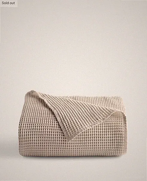 NWT QUINCE ORGANIC WAFFLE BED BLANKET FULL QUEEN D0VE MSRP $100 100% COTTON