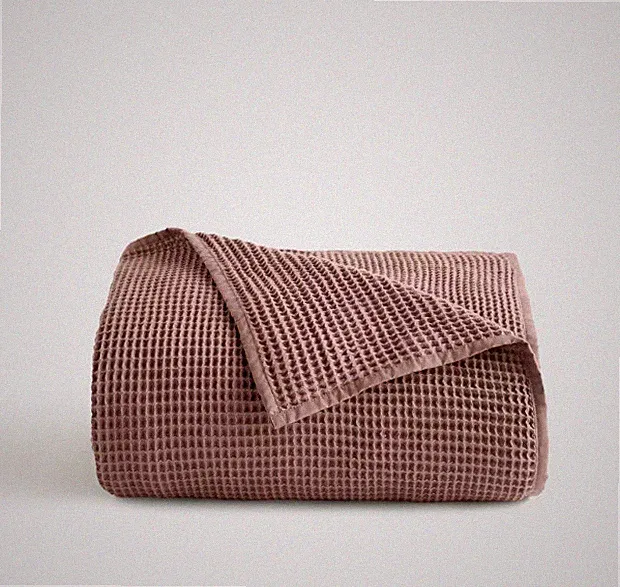NWT QUINCE ORGANIC WAFFLE BED BLANKET FULL QUEEN FIG $100 100% COTTON SOLD OUT!