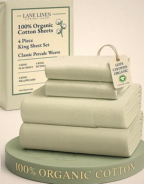 OEKO-TEX Certified Organic Cotton King Bed Sheet Set - Soft Cooling Mineral