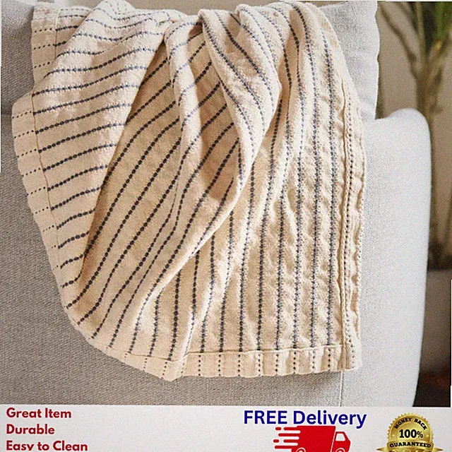 Organic Cotton Throw Blanket Soft Breathable Reversible Cozy Home Decor 60"x70"