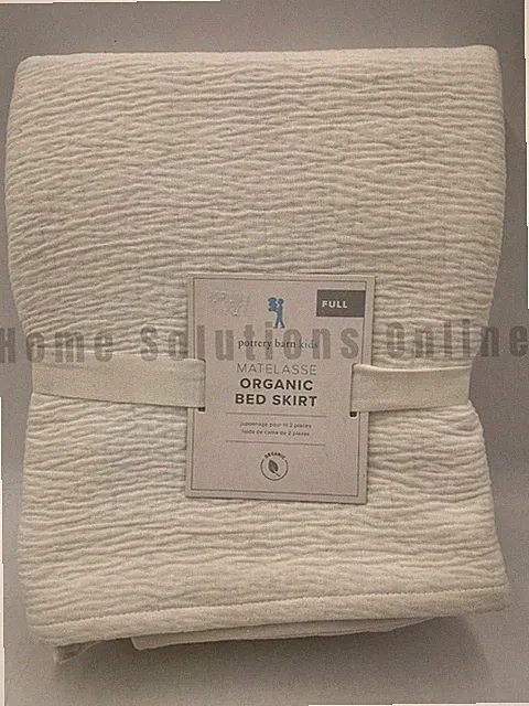Pottery Barn Kids Matelasse Organic Cotton Bed Skirt Full White 16" Drop #N409