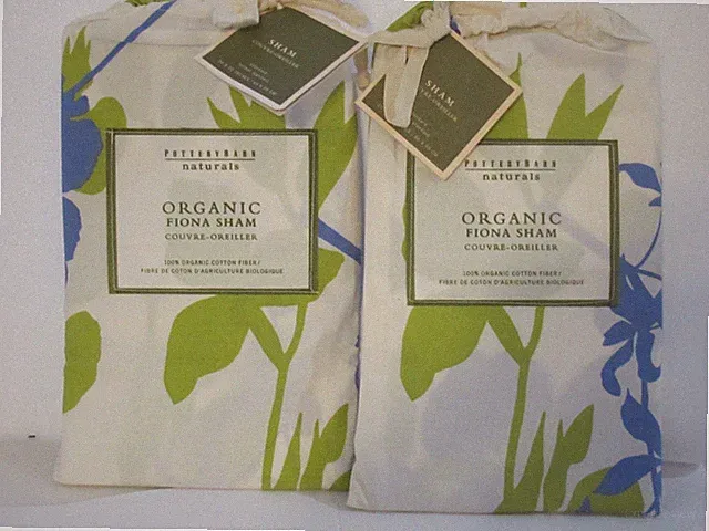 Pottery Barn Naturals Fiona 2 Standard Shams Organic Cotton 26”x 20” NWT