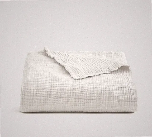 Quince Organic Airy Gauze Throw Blanket, 50 X 60, White, NWOT