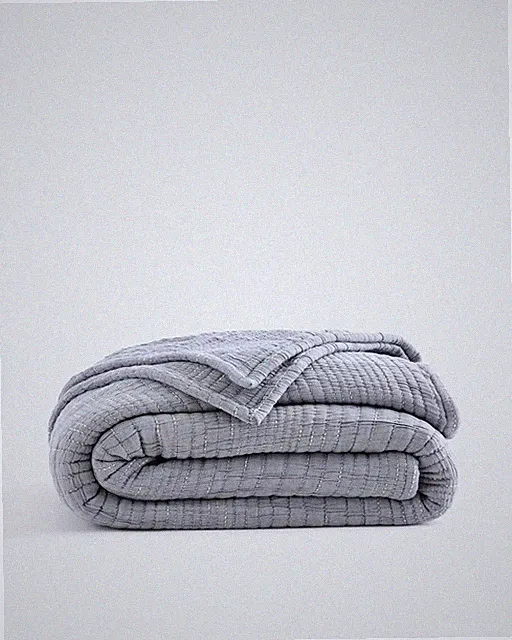 Quince Organic Cotton Channel Coverlet Color Blue! King/Cali King NWOT(2592)