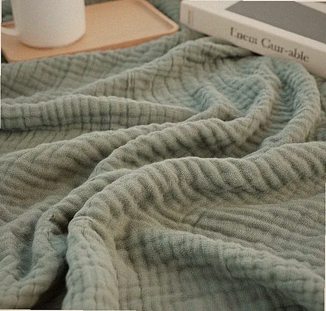 Sage Green Organic Cotton Throw Blanket 50''x60'' – Lightweight & Breathable