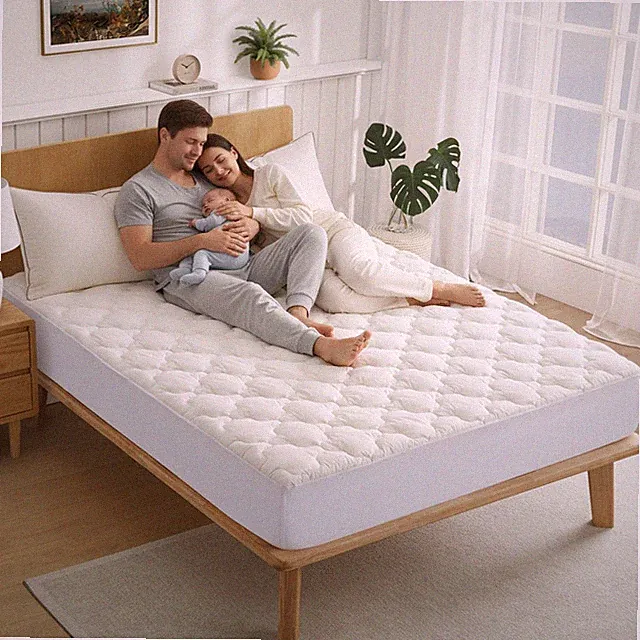 Waterproof Mattress Pad, Bed Cover 100% Organic Cotton Shell Polyester Fill